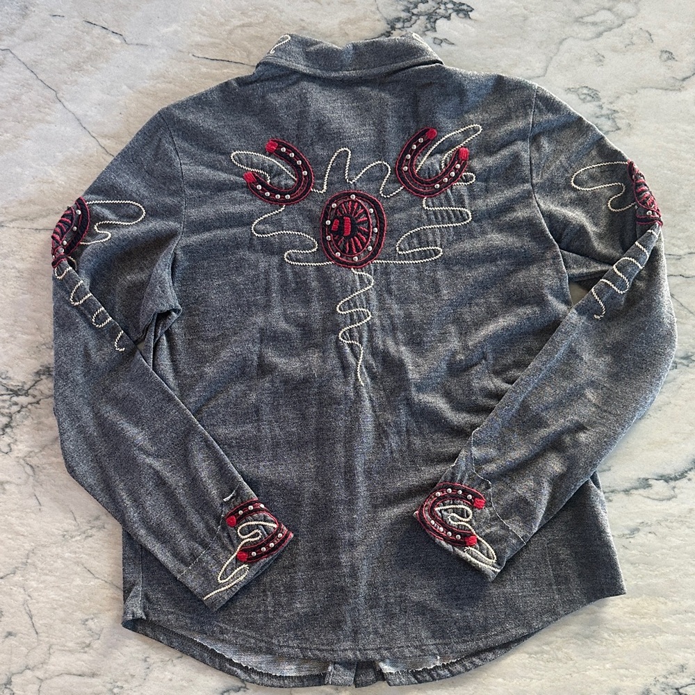 Gray Double D Ranch Western Embroidered Shirt - Picture 2 of 9